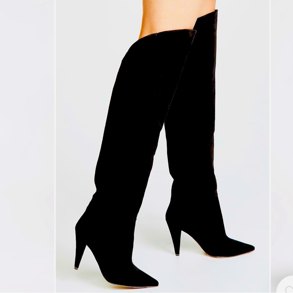 IRO Alma Black Suede Over-the-Knee High-Heeled Boots | size 38